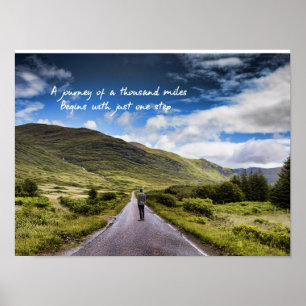 Poster Un homme sur la route à la campagne Journey commen