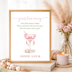 Poster Un jeu pour Baby Shower Rose Tini One Devinez comb