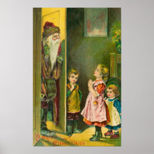 Poster Un Joyeux Enfant De Noël Qui Lui Laisse Père Noël