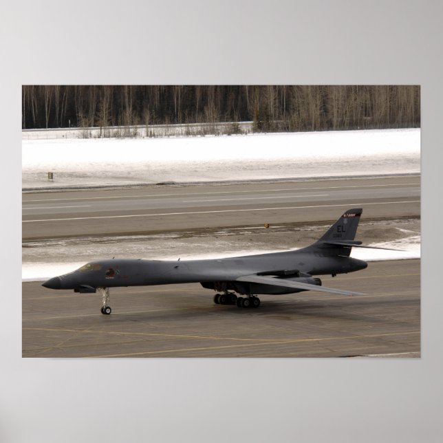 Poster Un Lancer B-1B effectue une touche et va (Devant)