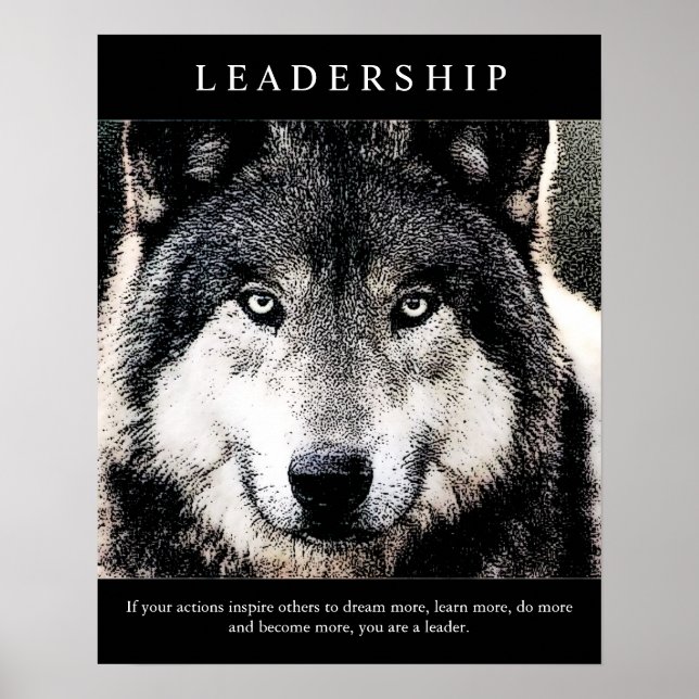 Poster Un leadership motivationnel à la mode Un loup (Devant)