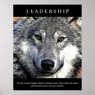 Poster Un leadership motivationnel à la mode Un loup