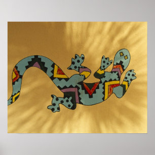 Poster Un lézard gecko peint au mur, Tucson, Arizona,