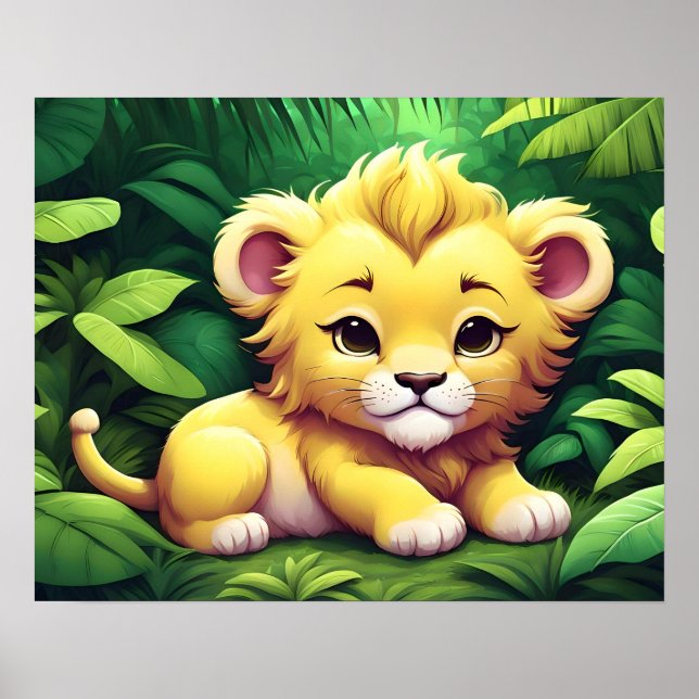 Poster Un Lion jaune dans la jungle (Devant)