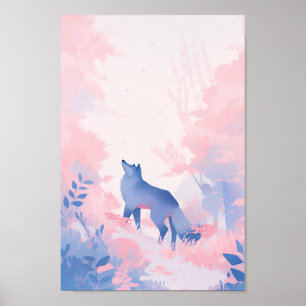 Poster Un loup dans la neige