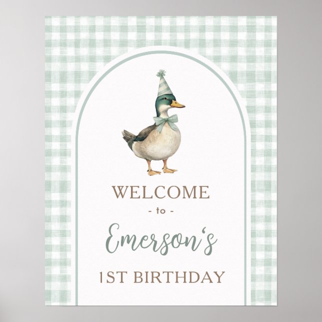 Poster Un Lucky Duck Green En vichy 1er anniversaire Bien (Devant)
