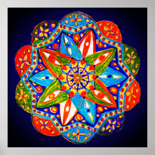 Poster Un mandala vibrant 