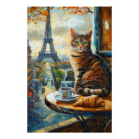 Un matin à Paris | Chat tigré dans un café