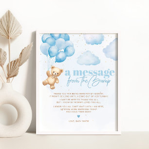 Poster Un message de l'ours en peluche bleu