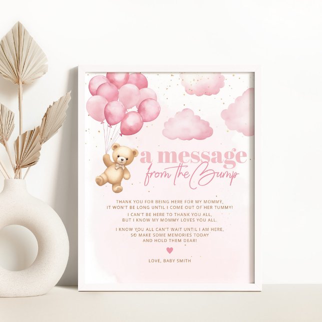 Poster Un message de l'ours en peluche rose bosse (Créateur téléchargé)