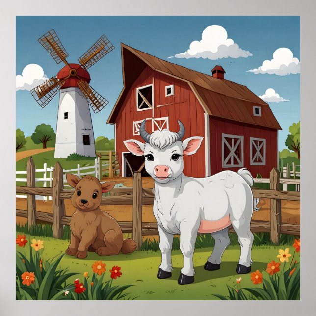 Poster un mignon ANIMAL DE LA FERME (Devant)