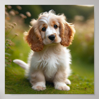 Poster Un mignon chiot espagnol de Clumber