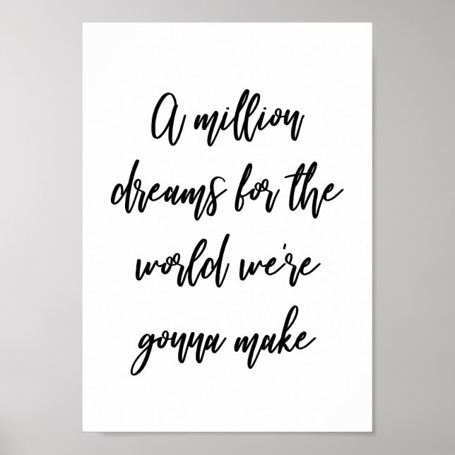 Poster Un Million Dreams Chanson Lyrique Wall Art Imprime (Devant)
