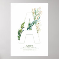 Un monogramme de lettre en or feuillage chic
