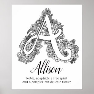 Poster Un monogramme enchevêtré art Allison nom signifian