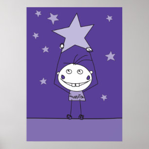Poster un monstre heureux pourpre attrape une étoile en c