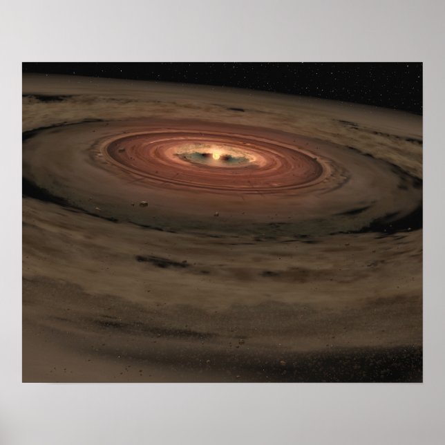 Poster Un nain marron entouré d'un disque tourbillon (Devant)