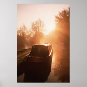 Poster Un Narrowboat sur l'affiche de canal d'Oxford