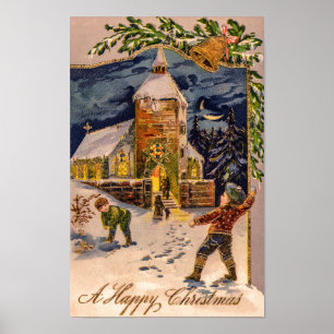 Poster Un Noël heureux vintage