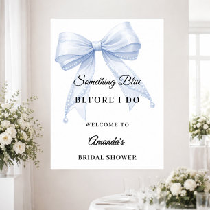 Poster Un nœud bleu Bienvenue à la fête de douche de mari
