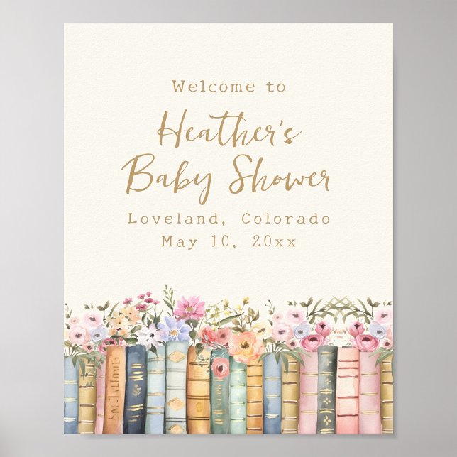 Poster Un nouveau chapitre livre Baby shower d'accueil (A New Chapter Books Welcome Baby Shower Poster by Painted Paperie
)