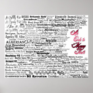 Poster Un Ode pour plusieurs polices