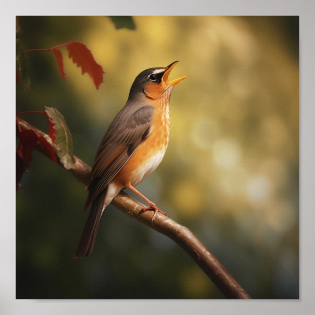 Poster Un oiseau qui chante le matin (Devant)