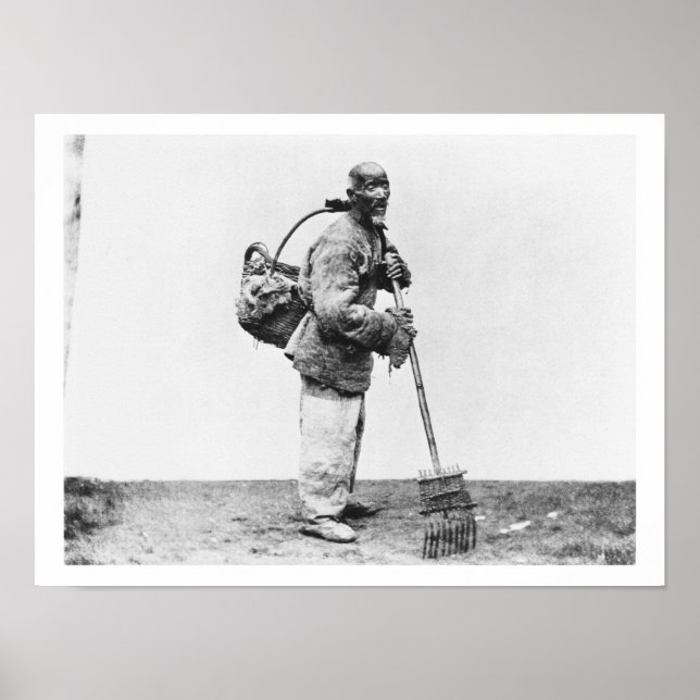 Poster Un ouvrier de jour chinois, vers 1870 (photo b/w) (Devant)