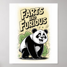 Un panda fait un pet sur un blanc
