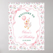Un panneau de bienvenue pour le 1er anniversaire d