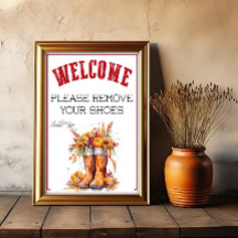 Un panneau de retrait des chaussures sur le thème