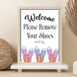 Poster Un panneau pour enlever les chaussures