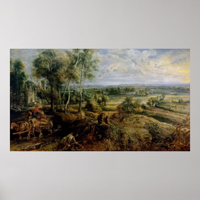 Poster Un paysage d'automne avec vue sur Het Steen (Devant)