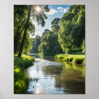 Poster Un paysage de rivière serein