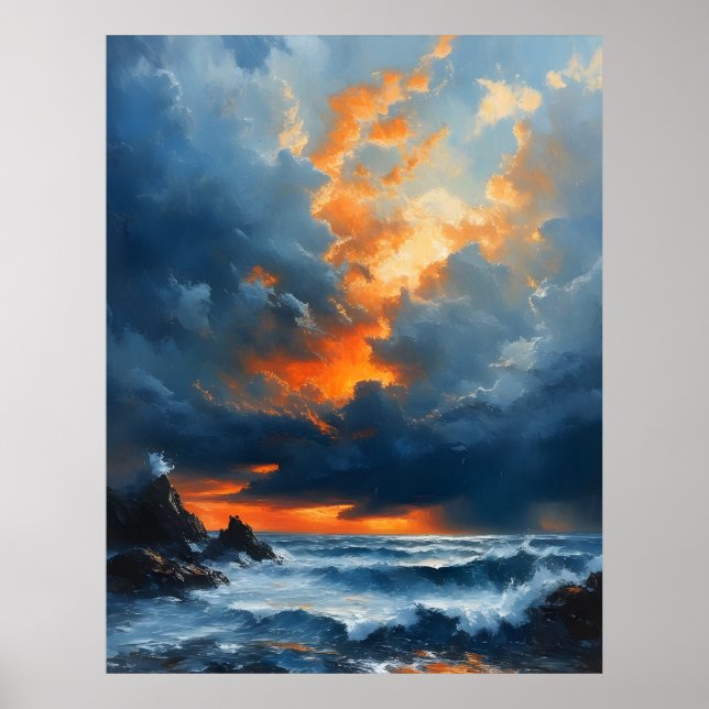 Poster Un Paysage Marin Dramatique À Sunset Peinture Art (Devant)