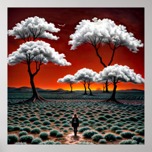 Poster Un paysage rêvé de nuages et de solitude