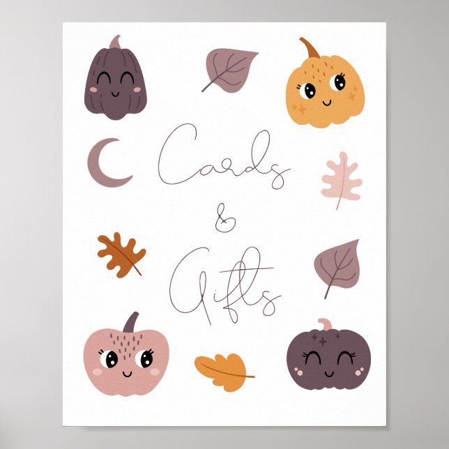 Poster Un Petit Baby shower Citrouille Cartes Et Cadeaux (Devant)
