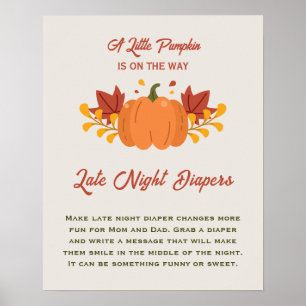Poster Un Petit Baby shower Citrouille Diapositives De Nu
