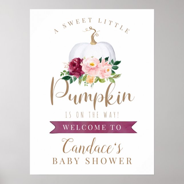 Poster Un Petit Baby shower Citrouille Sucré (Devant)