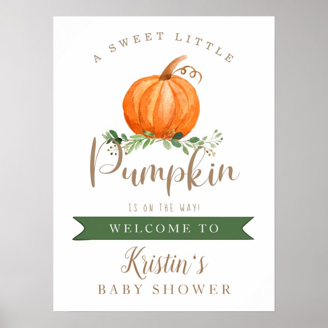 Poster Un Petit Baby shower Citrouille Sucré (Devant)