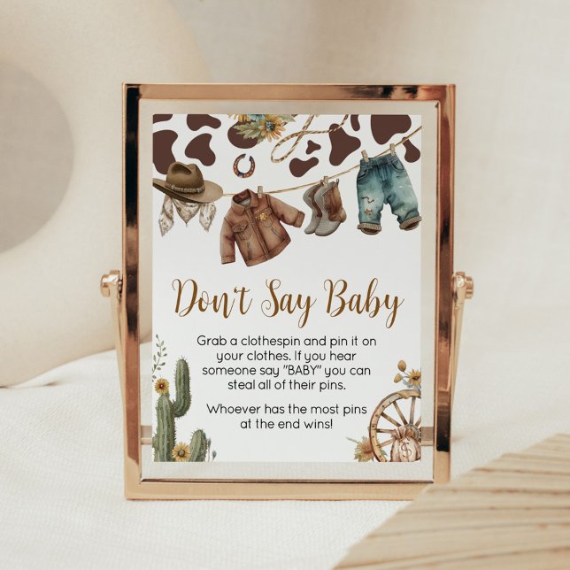 Poster Un petit Baby shower cowboy ne dit pas bébé (A Little Cowboy Baby Shower Don't Say Baby Sign)