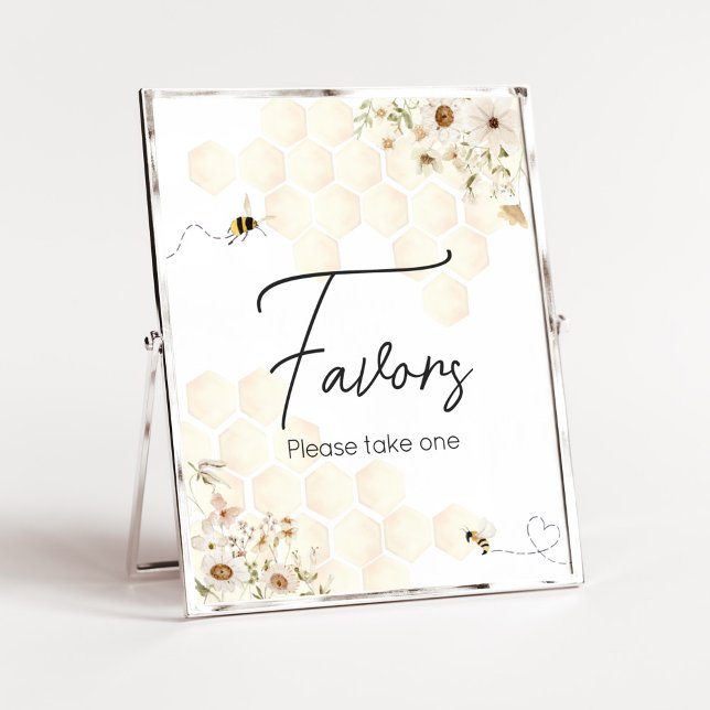 Poster Un Petit Baby shower D'Abeille De Miel (As Sweet as can Bee Baby Shower Favors Sign)