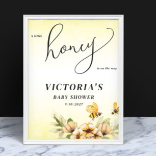 Poster Un petit Baby shower d'abeilles au miel Bienvenue
