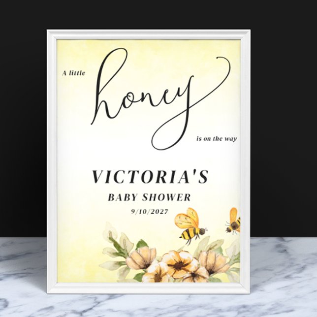 Poster Un petit Baby shower d'abeilles au miel Bienvenue (Créateur téléchargé)