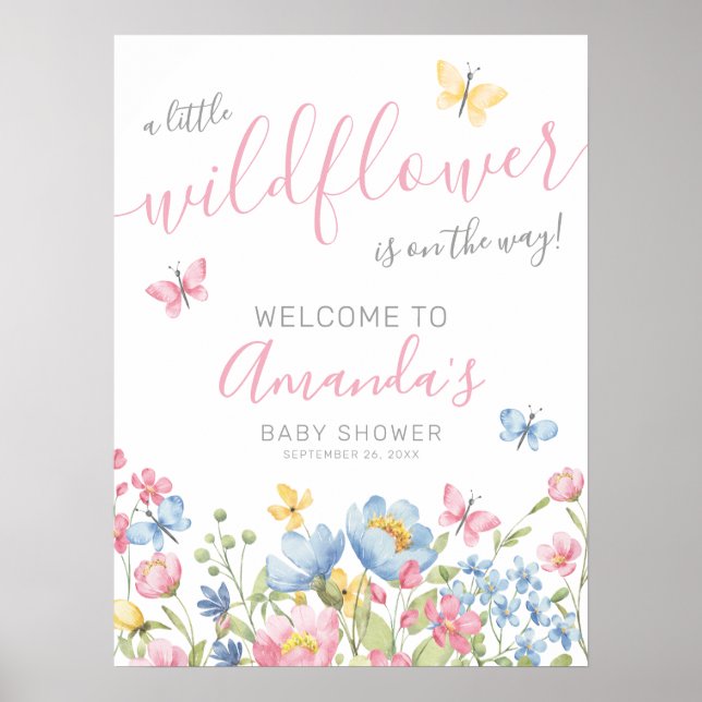 Poster Un Petit Baby shower Fleur sauvage (Devant)