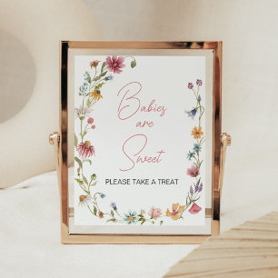 Poster Un petit Baby shower Fleur sauvage Les bébés sont