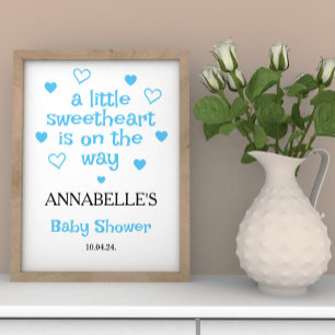 Poster Un petit Baby shower garçon bienvenu