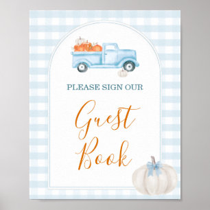 Poster Un petit Citrouille Blue Truck Baby shower Livre d
