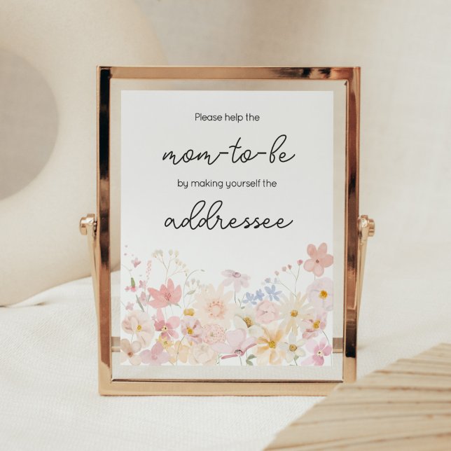 Poster Un Petit Fleur sauvage Se Trouve Sur Le Chemin De  (Floral Little Wildflower Is On The Way Baby Shower Envelope Station Sign)