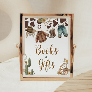 Poster Un petit garçon Baby shower livres et cadeaux